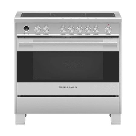 Fisher & Paykel - 4.9 Cu. Ft. Self-Cleaning Freestanding Electric Induction Range - Brushed stainless steel/black glass