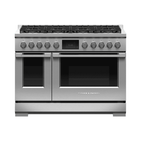 Fisher & Paykel - Professional 6.9 Cu. Ft. Freestanding Double Oven Dual Fuel True Convection Range with Self-Cleaning - Stainless steel/black glass