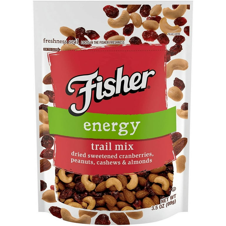 Fisher Energy Trail Mix - Resealable Bag - 3 Serving Pack - 3.50 oz - 6 / Carton