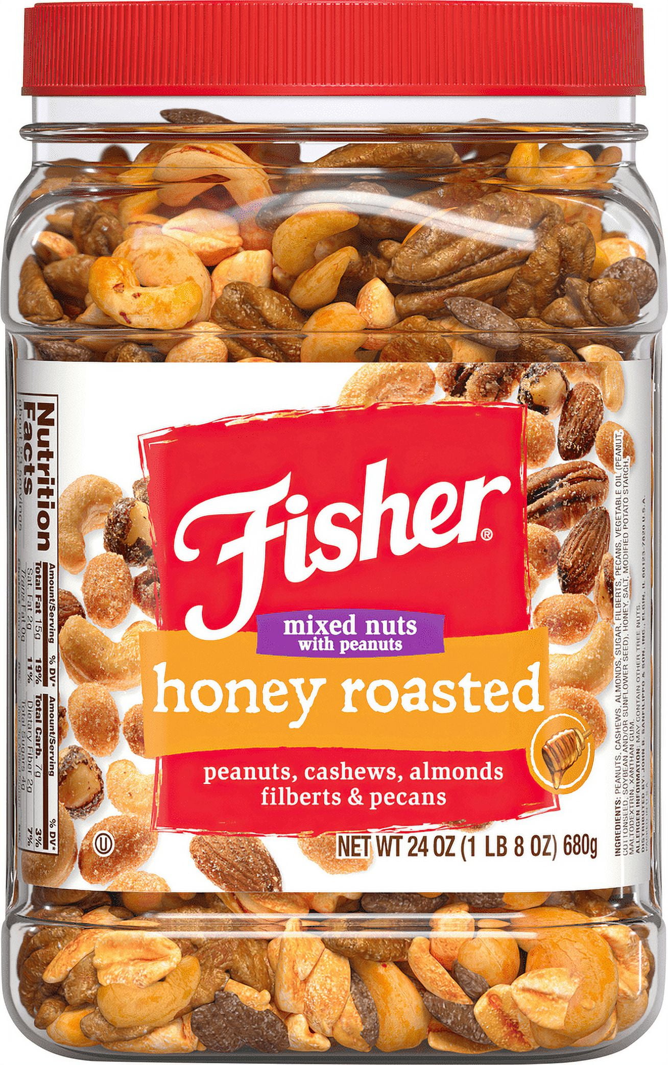 Fisher Snack Honey Roasted Dry Roasted Peanuts, 14 Oz