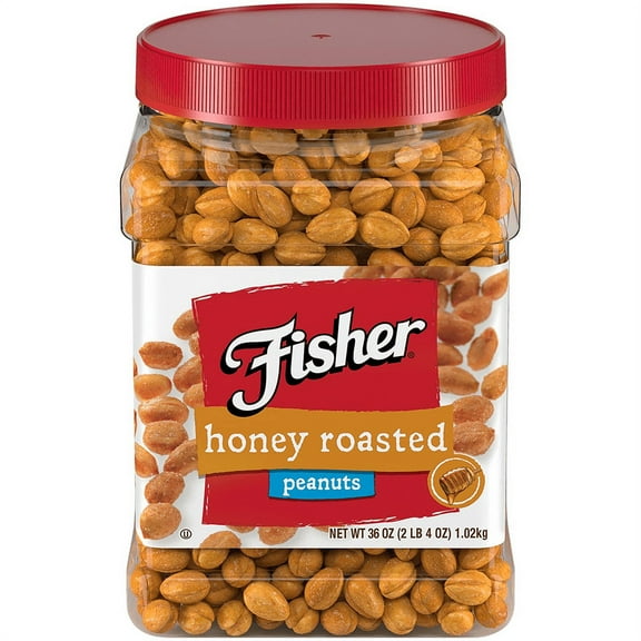 FISHER Snack Honey Roasted Peanuts, 36 oz, Gluten Free
