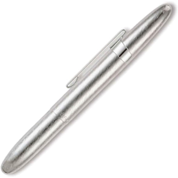 FISHER Space Pen Brushed Chrome Bullet Space Pen, Ballpoint, Brass, Black Ink, Pocket Clip, Gift Box
