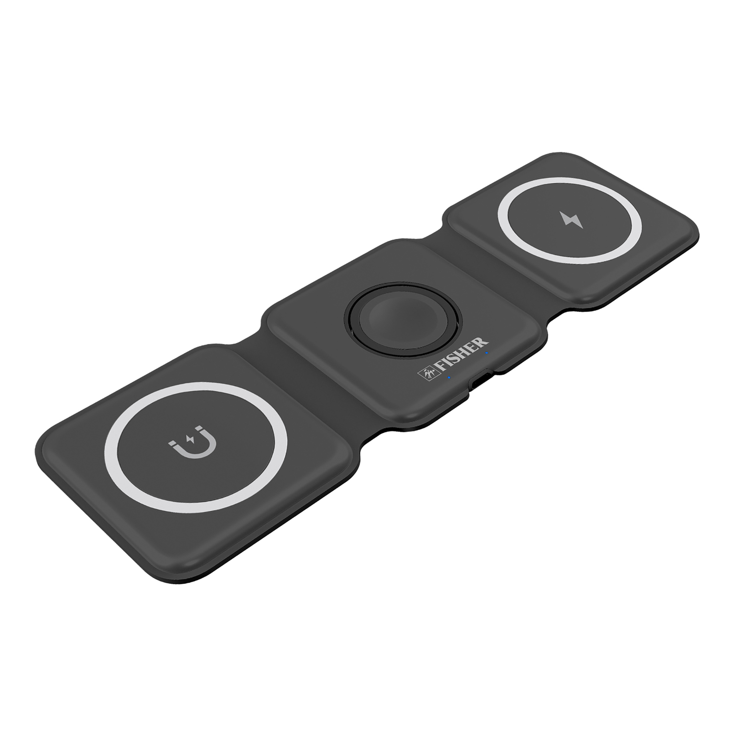 FISHER Tech Essentials 15-Watt 3-in-1 Foldable Wireless Charging Pad (Black) FWIC285K