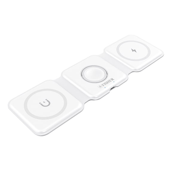 FISHER Tech Essentials 15-Watt 3-in-1 Foldable Wireless Charging Pad (White) FWIC285W