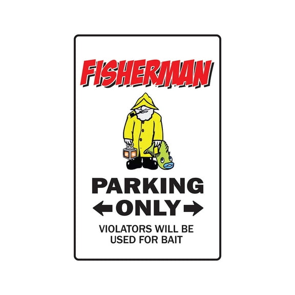 FISHERMAN Sign parking reel fish fishing reel fly bass hat lures | Indoor/Outdoor | 12" Tall