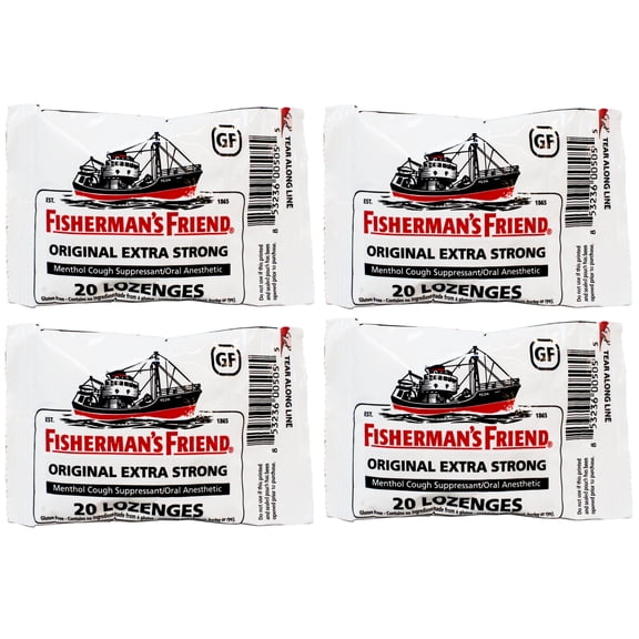 FISHERMANS FRIEND 20 LOZENGES 10MG ORIGINAL EXTRA STRONG (pack of 4)