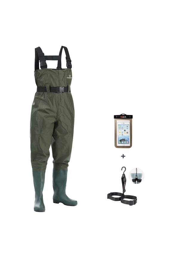 FISHINGSIR Fishing Chest Waders for Men with Boots Mens Womens Hunting Bootfoot Waterproof Nylon and PVC with Wading Belt