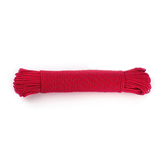 FISHLUND Reflective Paracord 550 lb, 7 Strand Type III Paracord Rope 250ft 4mm,Nylon Parachute Cord for Camping, Imperial Red