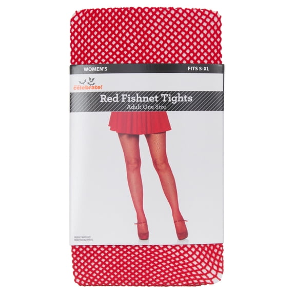 Fishnet Tights Costume Accessory for Adults, Red, S-XL, Halloween by Way To Celebrate