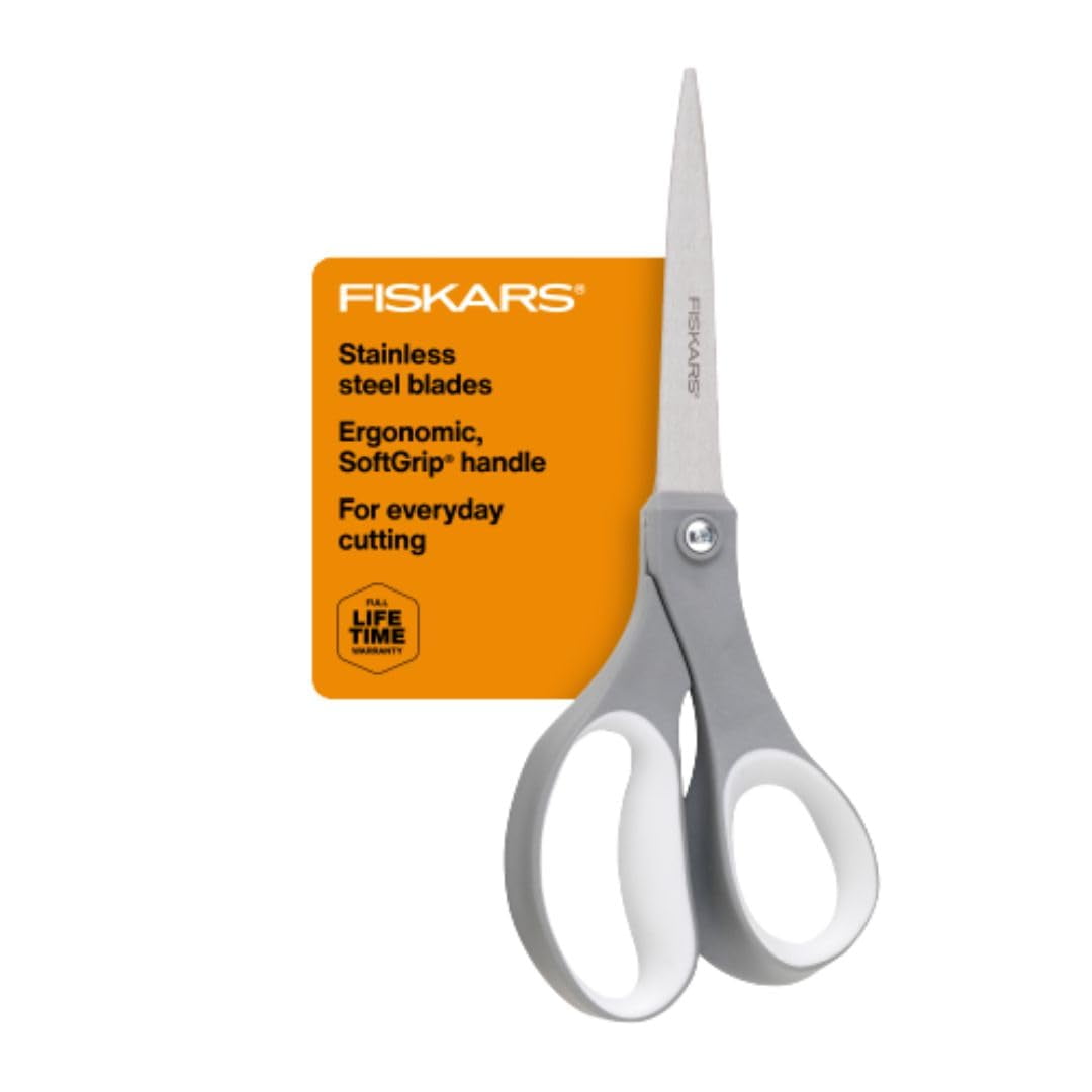 FISKARS All Purpose Scissors - High Performance and Designed for Comfort and Cutting - Sharp to Cut but Soft to Hold. Perfect for Art, Crafts and the Office RDD5