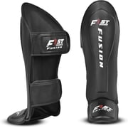 FIST Fusion MMA Martial Arts Shin Guards   Padded, Adjustable Muay Thai Leg Guards with Instep Protection for Kickboxing/MMA Training and Sparring   Durable