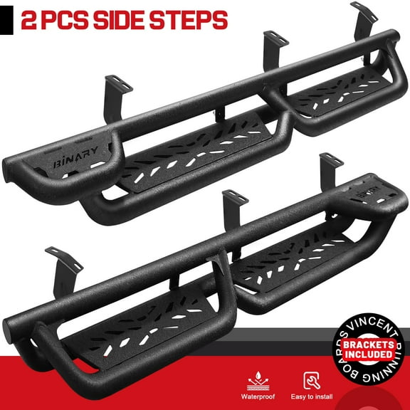 FIT 2005-2023 Toyota Tacoma Double Cab Drop Down Steps BLK Running Boards BXWQ