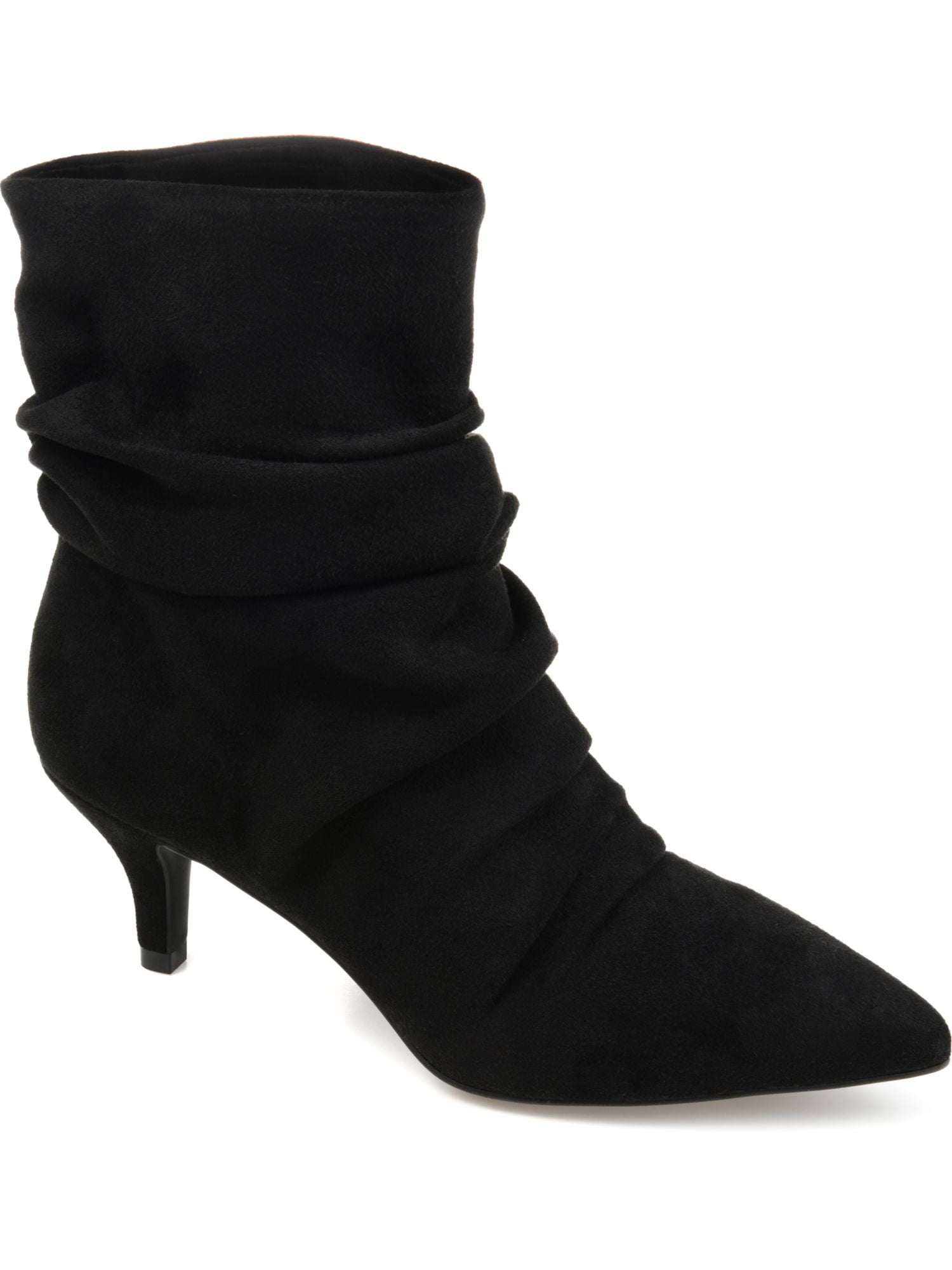Black pointed top kitten heel boots