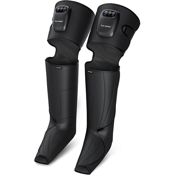 FIT KING Cordless Leg Massager  Full Compression Boots for Foot & Calf, Air Massage for Circulation, Edema, Pain Relief & Recovery, Portable Rechargeable with No Hoses, Gift for Dad Mom