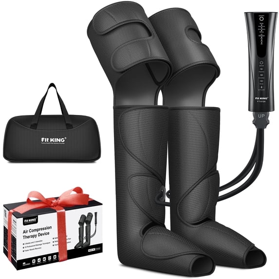 FIT KING Foot and Leg Massager for Circulation and Relaxation, Compression Calf Thigh Foot Massage,Handheld Controller with 3 Modes 3 Intensities, 2 Extensions Included Fsa/Hsa Eligible