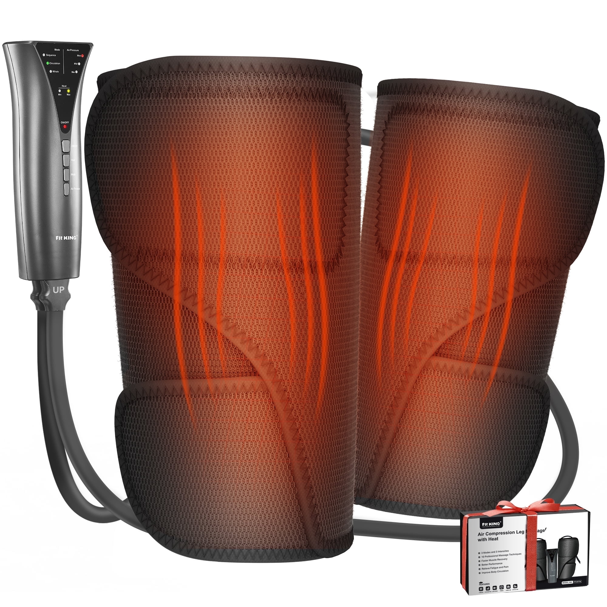 FIT KING Leg Massager for Circulation, Calf Air Compression Massager with Heat, Gift for Mom Dad Women Men FSA/HSA Eligible