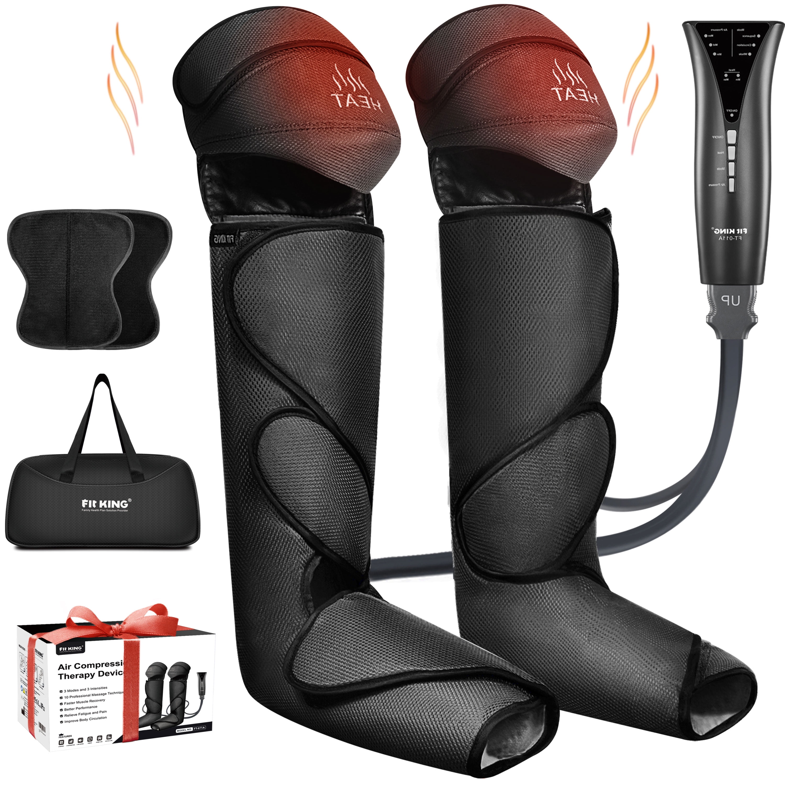 FIT KING Leg and Foot Massager for Circulation with Knee Heat, Handheld Controller with Multiple Massage, for Relaxation Muscles FSA/HSA Eligible