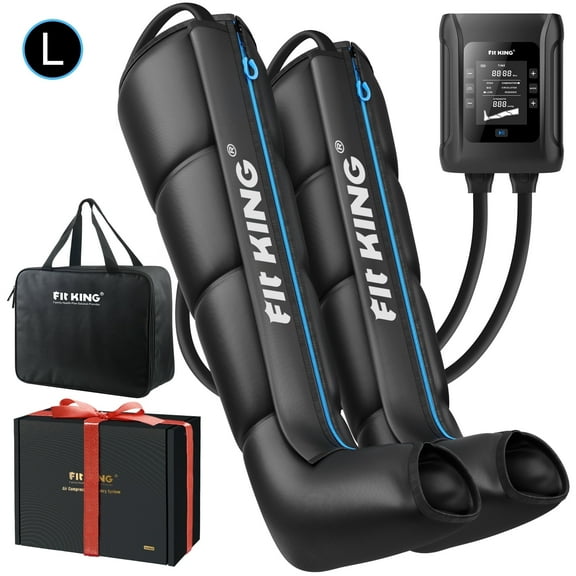 FIT KING Professional Air Compression Leg Recovery System, Rechargeable Full Leg Massage Boots, Leg Compression Massager for Fast Recovery and Improved Circulation (Large)