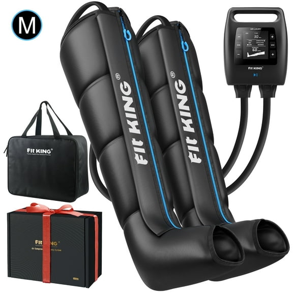 FIT KING Rechargeable Air Compression Recovery System, Full Leg Massage Boots for Circulation Improvement and Fast Recovery (Medium)