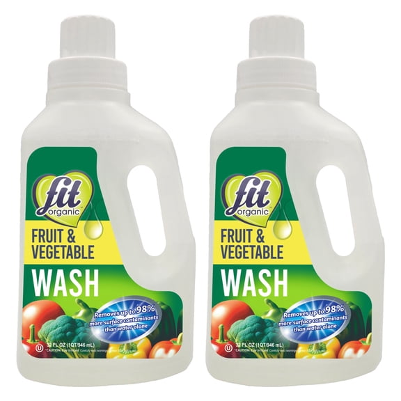 FIT Organic: Fruit & Vegetable Wash Soaker, 32 oz Bottle, Pack of 2