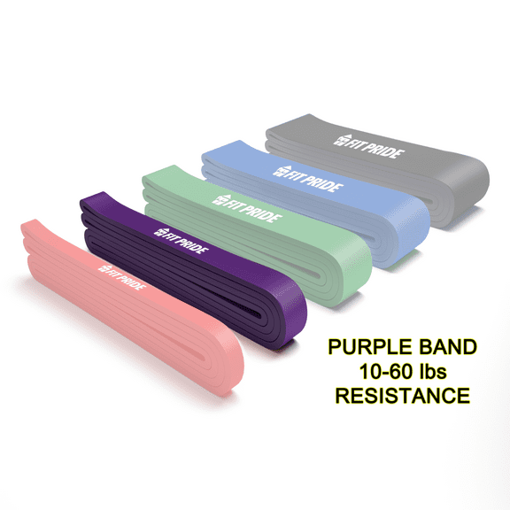 FIT PRIDE Resistance Band for Pull Up Exercise Stretchable Increase Mobility for Powerlifting Great for Workout Includes Free Fitness Guide (Purple)