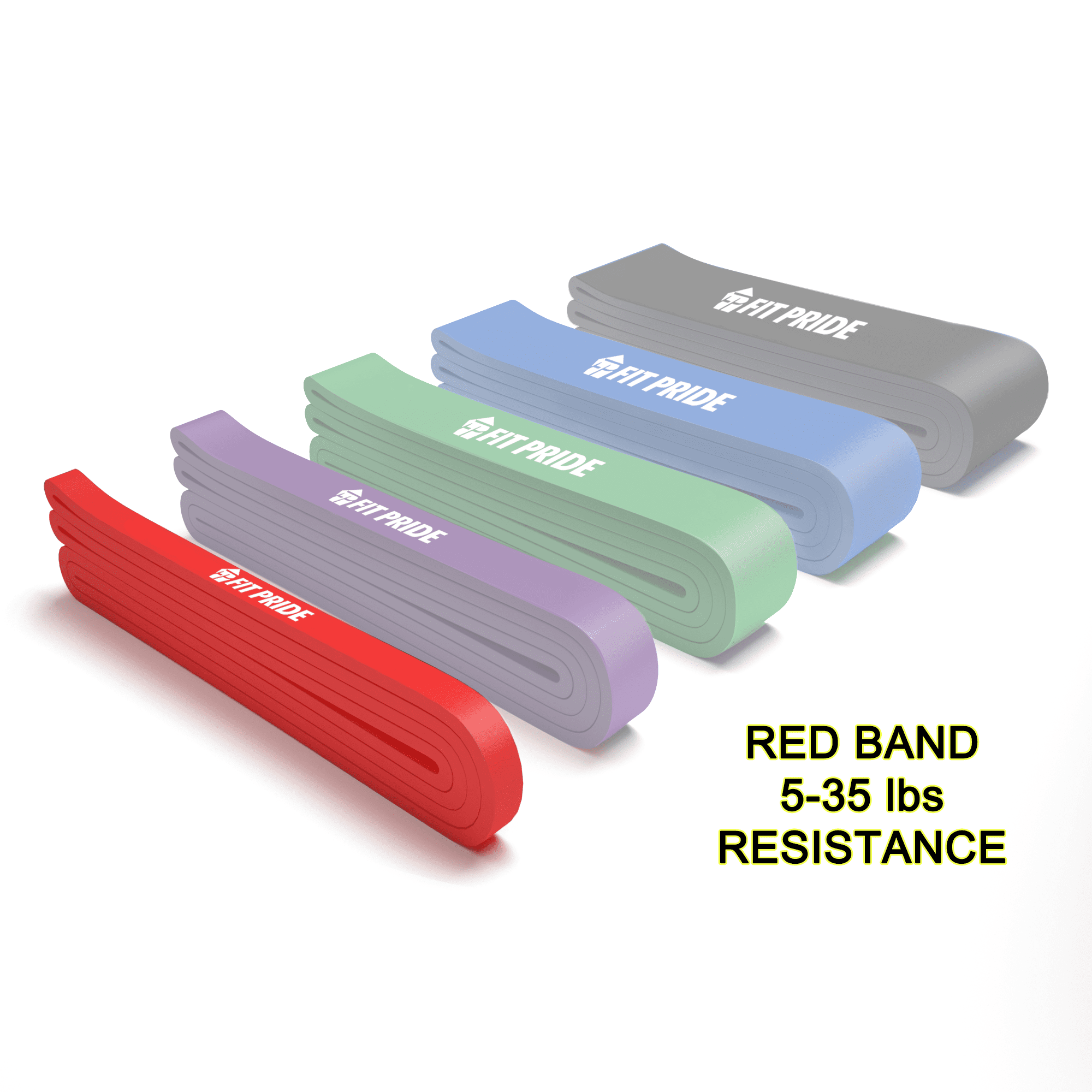 FIT PRIDE Resistance Band for Pull Up Exercise Stretchable Increase Mobility for Powerlifting Great for Workout Includes Free Fitness Guide (Red)