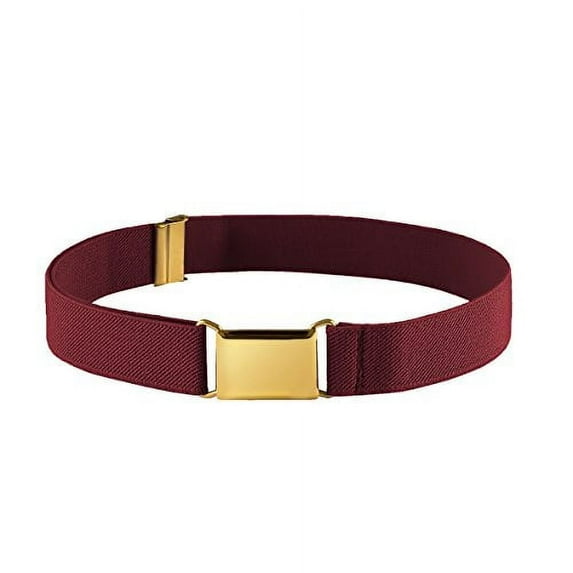 FIT RITE Kids Elastic Adjustable Stretch Belt With Gold Square Buckle (Maroon)