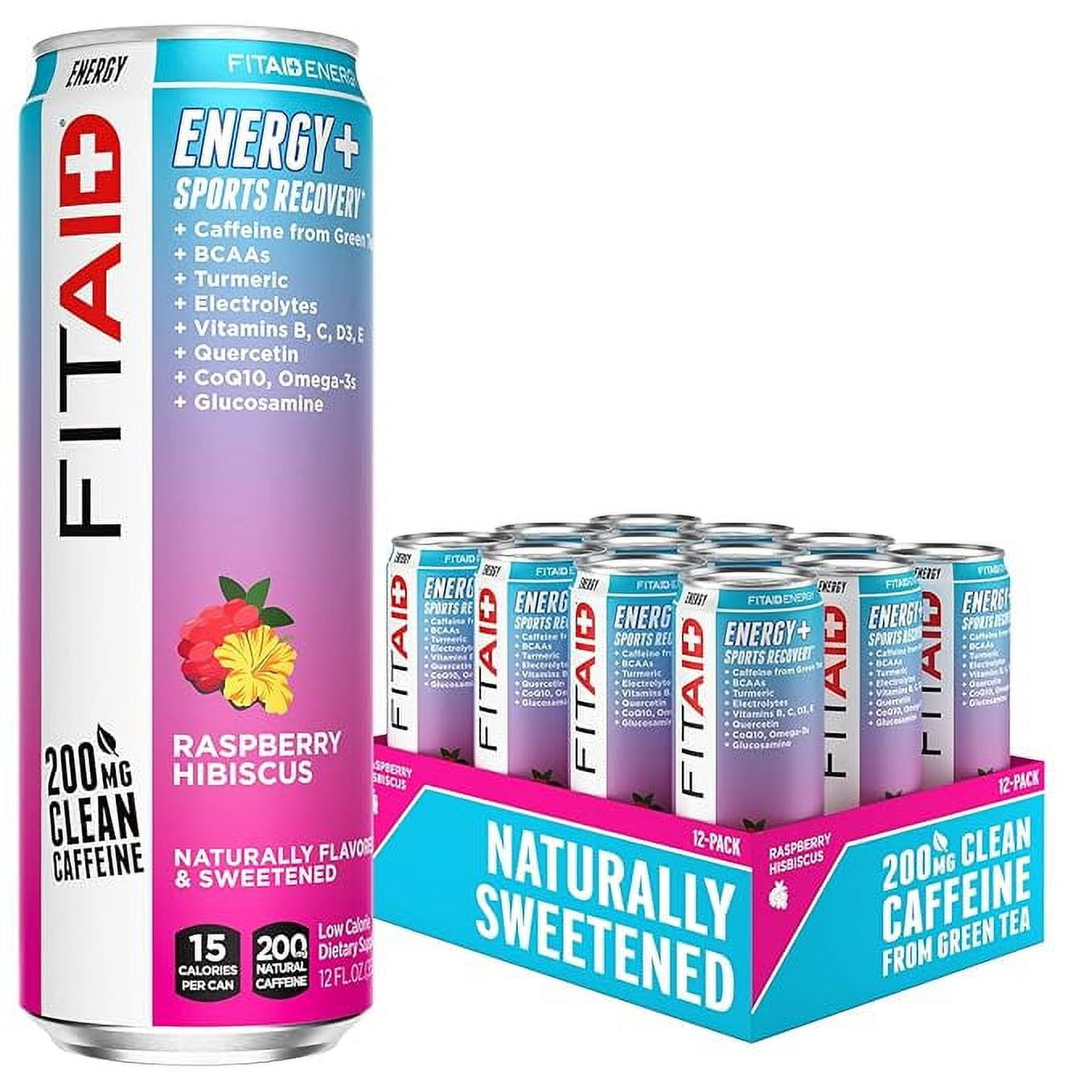 FITAID ENERGY, 200mg Natural Caffeine, Keto, Raspberry Hibiscus