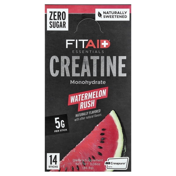 FITAID Essentials, Creatine Monohydrate, Watermelon Rush, 14 Sticks, 0.22 oz (6.2 g) Each