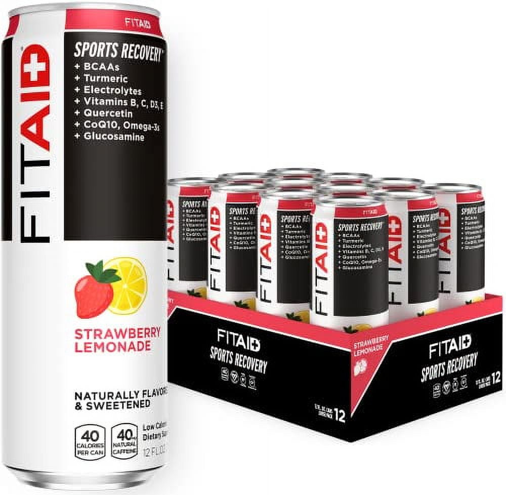 FITAID Post Workout Recovery Drink, Strawberry Lemonade, BCAAs