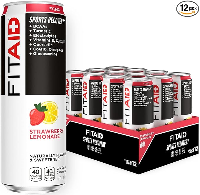 FITAID Post Workout Recovery Drink, Strawberry Lemonade, BCAAs