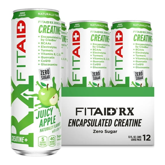 FITAID RX Zero Sugar Encapsulated Creatine Workout Recovery Drink, 12 Pack, 12 Fl Oz