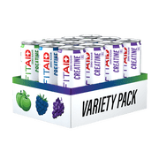 FITAID Creatine Zero Sugar Variety Pack, Encapsulated Creatine, Workout Recovery Drink, 24 Pack, 12 fl oz