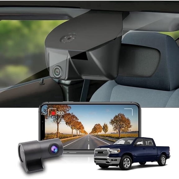 FITCAMX 4K Front + 1080P Rear Dash Cam for RAM 1500 2019-2024 (Model A), OEM Look, Dual Loop Recording, WiFi, 128GB Card