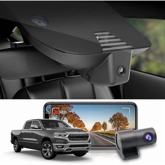 Fitcamx 4K Front & 1080P Rear Dash Cam for RAM 1500 2019-2024 (Model B), OEM WiFi, Night Vision, Loop Recording, 128GB