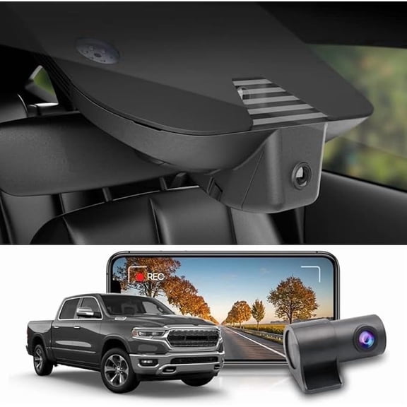 FITCAMX Front 4K + Rear 1080P Dash Cam for Dodge RAM 1500 2019-2024 (Model B), OEM Look, 128GB Card