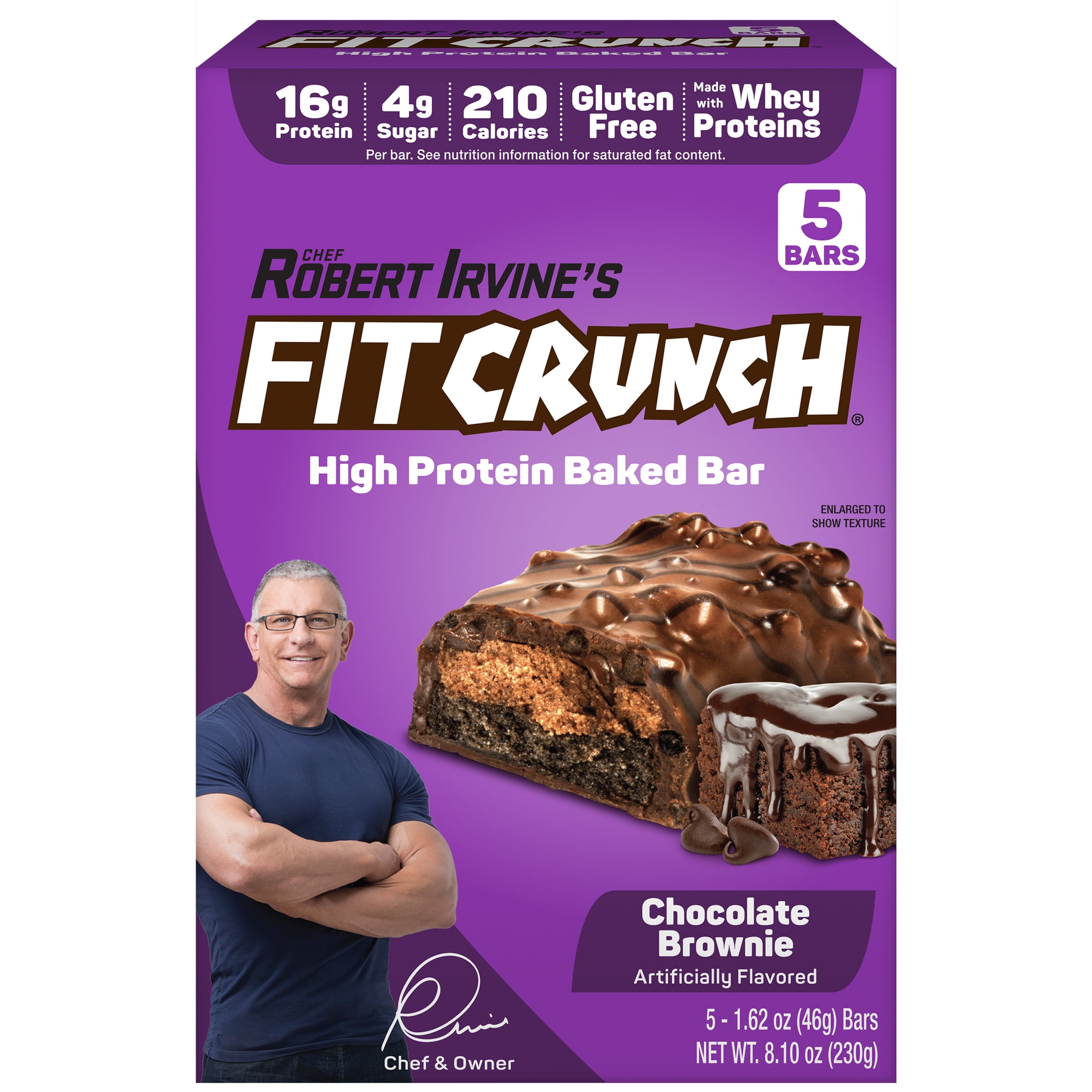 FITCRUNCH Chocolate Brownie Protein Bar, 16Gg, 5ct