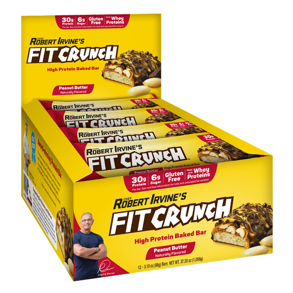 FITCRUNCH High Protein Baked Bar, Chocolate Peanut Butter, 30g Protein, 1.62 oz, 12 Count