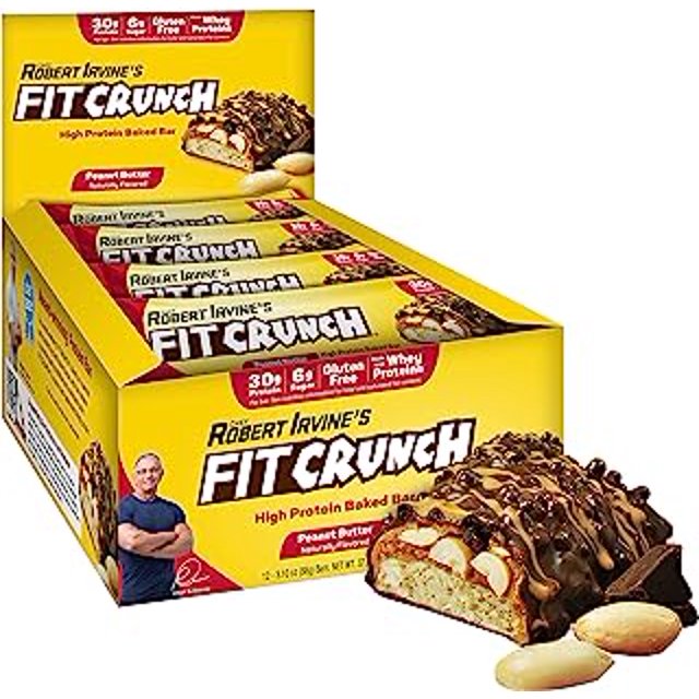 FITCRUNCH Full Size Protein Bars, Designed by Robert Irvine, 6Layer Baked Bar, 6g of Sugar
