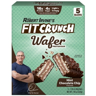 FITCRUNCH Mint Choc Chip WAFER Protein Bar, 16g, 5ct