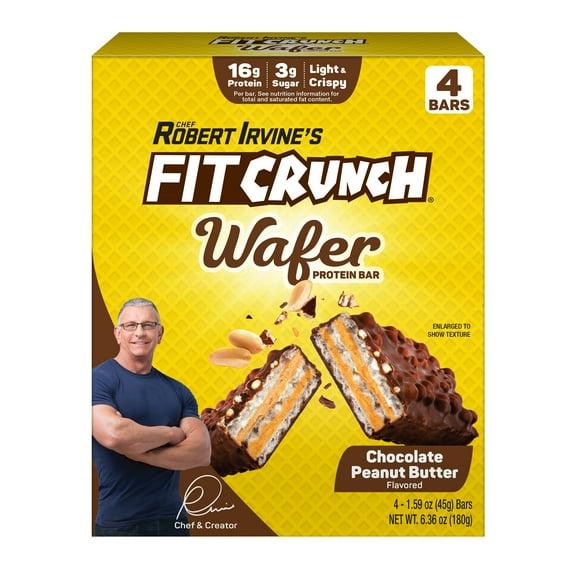 FITCRUNCH Peanut Butter WAFER Protein Bar, 16g, 4ct
