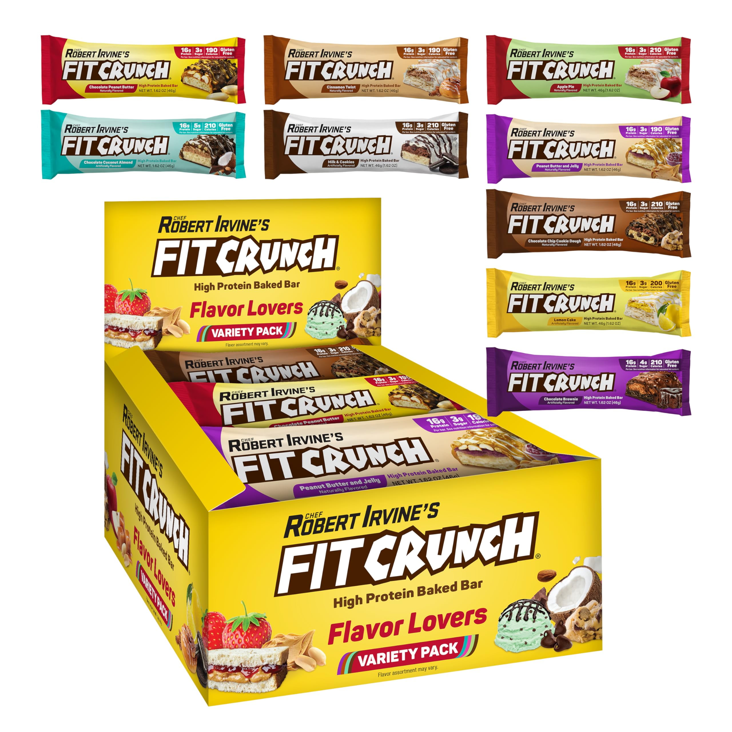FITCRUNCH Snack Size Protein Bars, Designed by Robert Irvine, 6Layer Baked Bar, 3g of Sugar