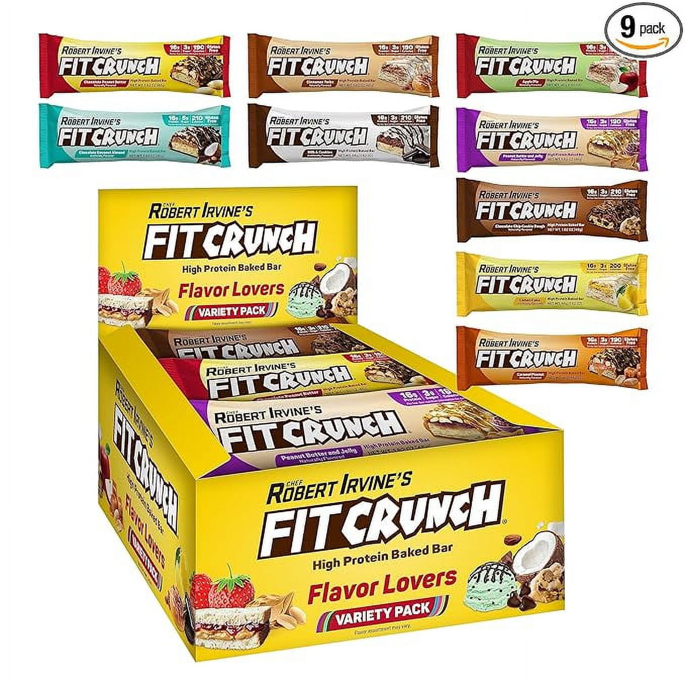 FITCRUNCH Snack Size Protein Bars, Designed by Robert Irvine, Flavor Lover's Variety Pack 9ct.