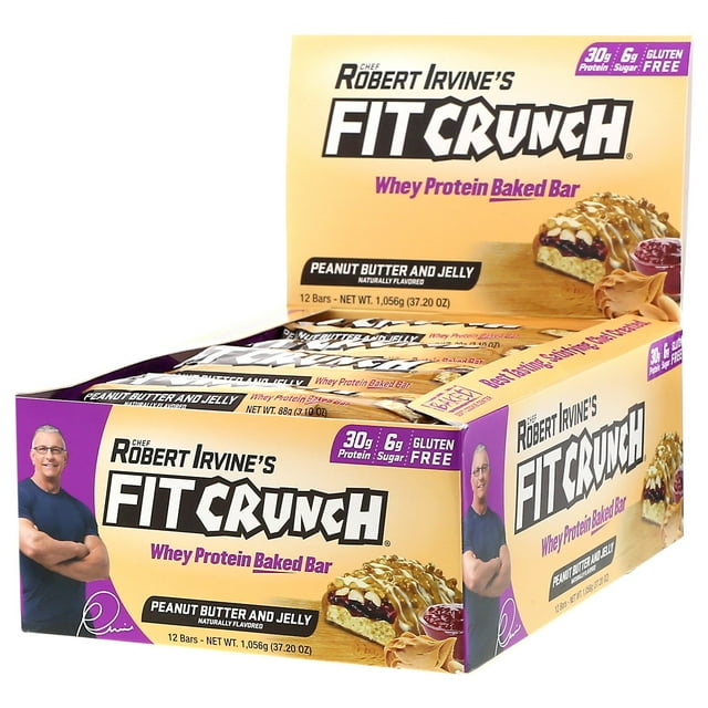 FITCRUNCH Chef Robert Irvine's Whey Protein Baked Bar, Peanut Butter