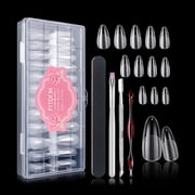 FITDON 240PCS Stiletto False Nail Tips, Clear Medium Almond Acrylic Nail Tips Full Cover Artificial Fake Nails