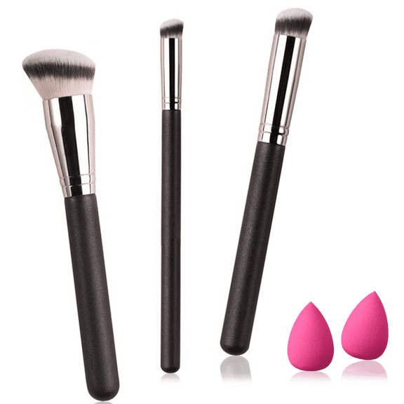 FITDON 3PCS Foundation Concealer Brushes & 2PCS Mini Makeup Sponge Blender