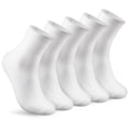 thumbnail image 1 of FITDON 5 Pairs Women's Calf-Length Socks Crew Socks, Non Slip Cotton Athletic Socks for Men Women, White, 1 of 7