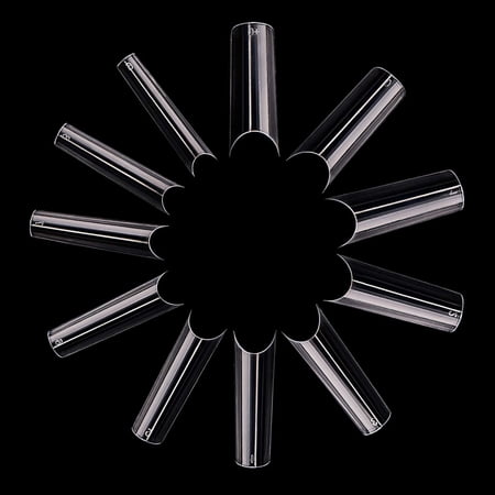 FITDON 550pcs C Curve Long Straight Nail Tips, Clear Half Cover Square False Nails