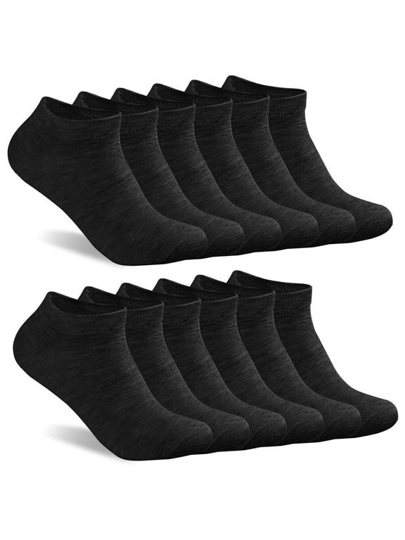 6 Pairs Trainer Socks for Women and Men, Non Slip Ankle Socks Low Cut Cotton Liner Socks,Black