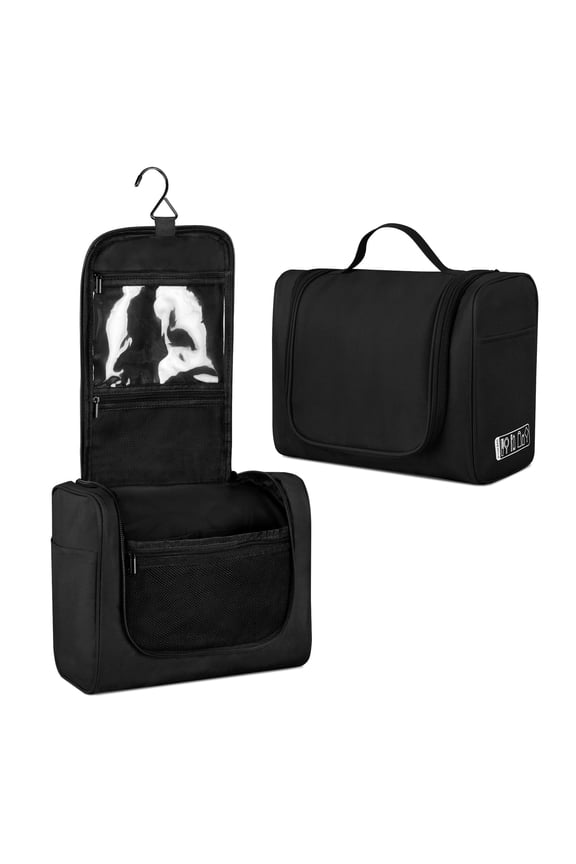 Large Hanging Toiletry Bag Travel Wash Bag, Waterproof Shaving Bag Gym Shower Bathroom Bag Dopp Kit, Black